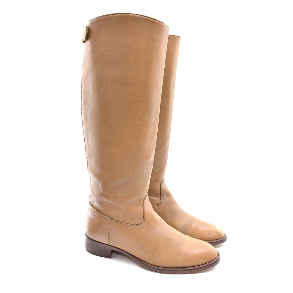 J. Crew Berkeley Tan Leather Zip Riding Boots 8 M